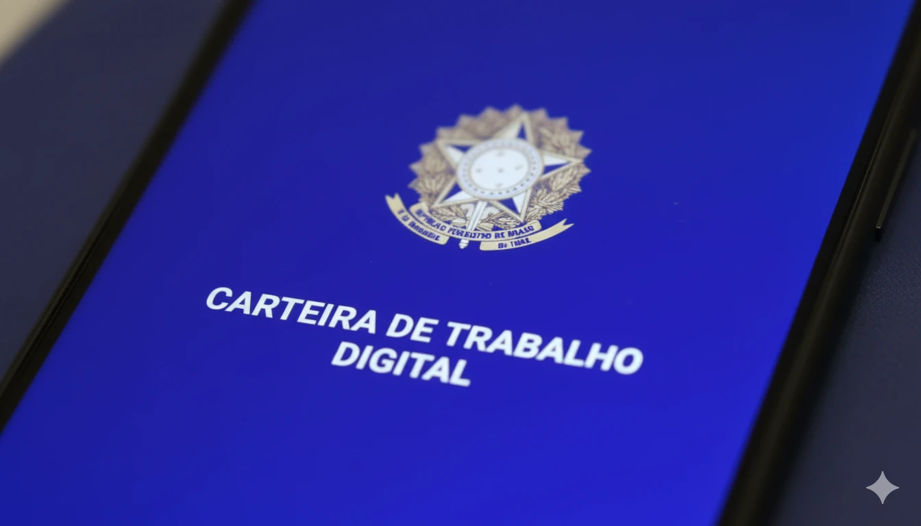 Pessoa utilizando o aplicativo Carteira de Trabalho Digital no smartphone