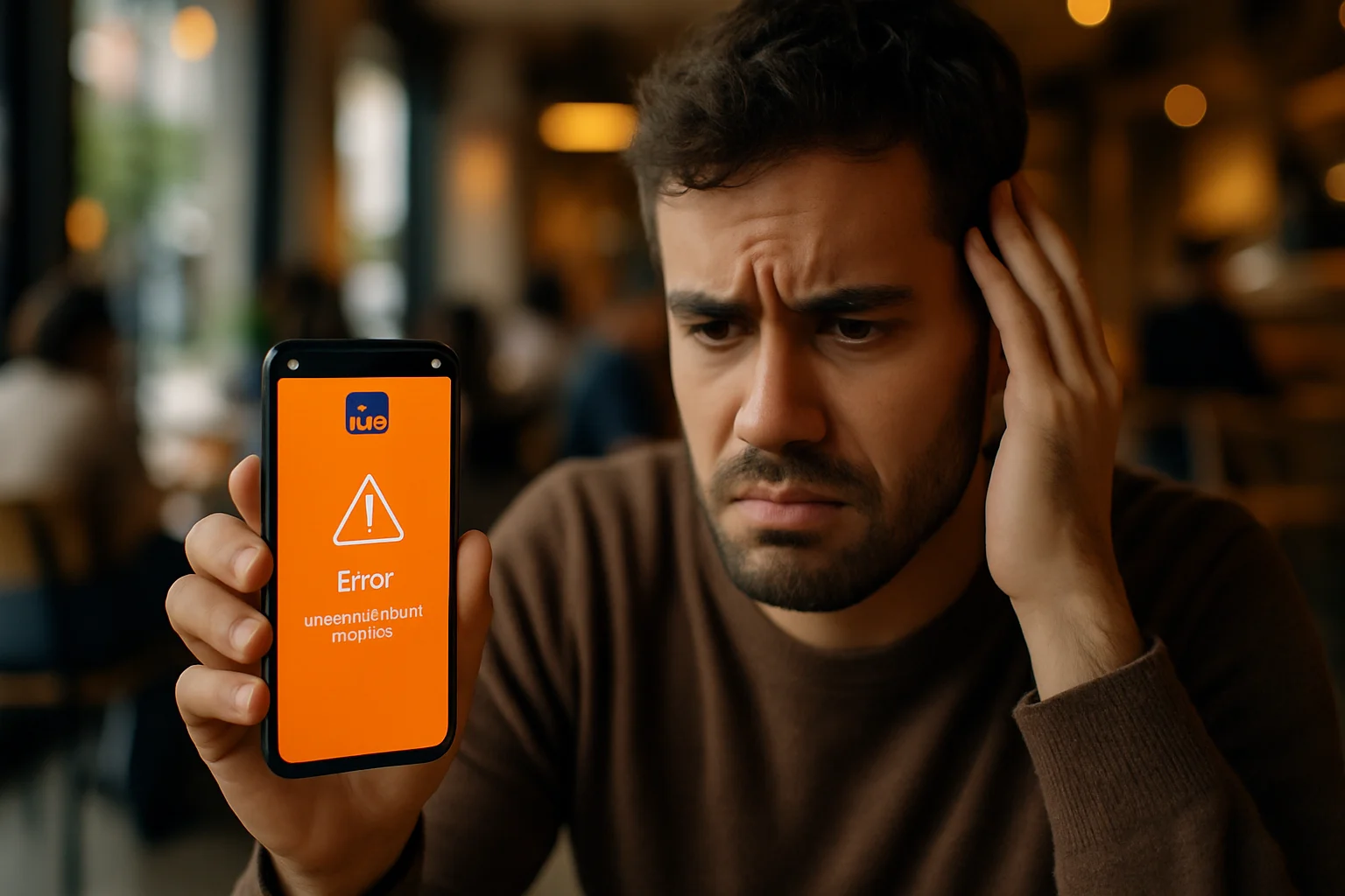 Smartphone com aplicativo do Itaú exibindo mensagem de erro no PIX